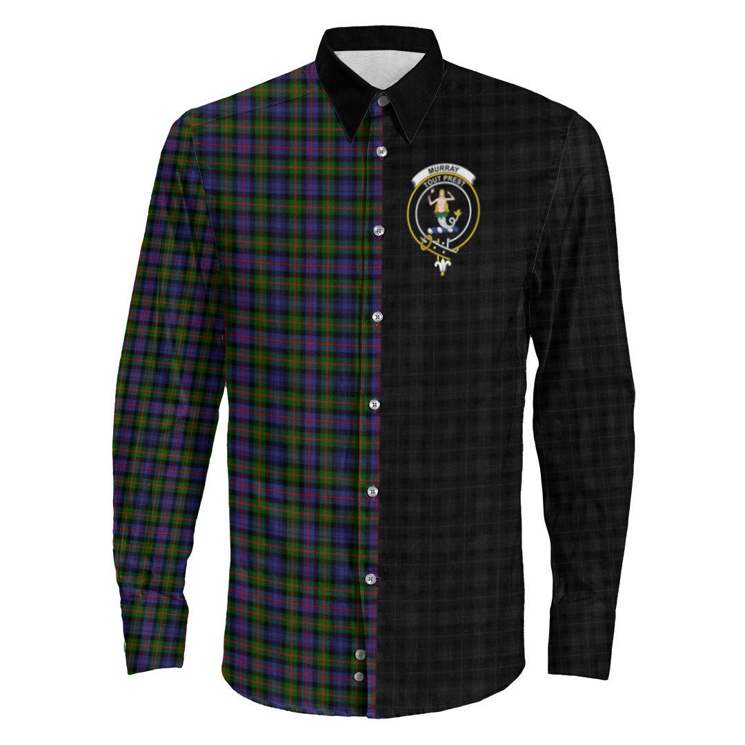 ScotsTee Shop Scottish Murray of Atholl Modern Clan Crest Half Tartan Long Sleeve Shirt