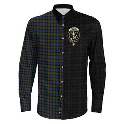 ScotsTee Shop Scottish Murray of Atholl Modern Clan Crest Half Tartan Long Sleeve Shirt