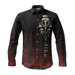 ScotsTee Shop Scottish Chisholm Clan Crest Tartan Alba Gu Brath Celtic Inspired Tartan Long Sleeve Shirt