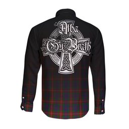 ScotsTee Shop Scottish Fraser of Lovat Clan Crest Tartan Alba Gu Brath Celtic Inspired Tartan Long Sleeve Shirt
