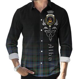 ScotsTee Shop Scottish Cameron of Erracht Ancient Clan Crest Tartan Alba Gu Brath Celtic Inspired Tartan Long Sleeve Shirt