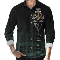 ScotsTee Shop Scottish MacAulay Hunting Ancient Clan Crest Tartan Alba Gu Brath Celtic Inspired Tartan Long Sleeve Shirt