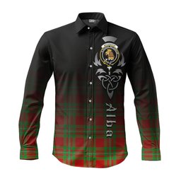 ScotsTee Shop Scottish MacGregor Modern Clan Crest Tartan Alba Gu Brath Celtic Inspired Tartan Long Sleeve Shirt