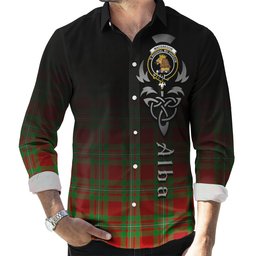 ScotsTee Shop Scottish MacGregor Modern Clan Crest Tartan Alba Gu Brath Celtic Inspired Tartan Long Sleeve Shirt