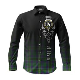 ScotsTee Shop Scottish Hunter of Hunterston Clan Crest Tartan Alba Gu Brath Celtic Inspired Tartan Long Sleeve Shirt