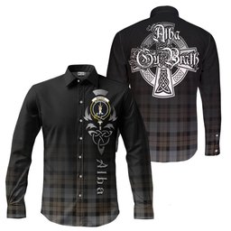 ScotsTee Shop Scottish MacKay Weathered Clan Crest Tartan Alba Gu Brath Celtic Inspired Tartan Long Sleeve Shirt