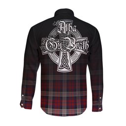 ScotsTee Shop Scottish MacDonald Dress Irish Clan Crest Tartan Alba Gu Brath Celtic Inspired Tartan Long Sleeve Shirt