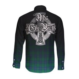 ScotsTee Shop Scottish Irvine Ancient Clan Crest Tartan Alba Gu Brath Celtic Inspired Tartan Long Sleeve Shirt