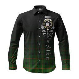 ScotsTee Shop Scottish Kincaid Modern Clan Crest Tartan Alba Gu Brath Celtic Inspired Tartan Long Sleeve Shirt