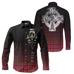 ScotsTee Shop Scottish Lumsden Modern Clan Crest Tartan Alba Gu Brath Celtic Inspired Tartan Long Sleeve Shirt