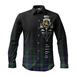 ScotsTee Shop Scottish MacThomas Modern Clan Crest Tartan Alba Gu Brath Celtic Inspired Tartan Long Sleeve Shirt