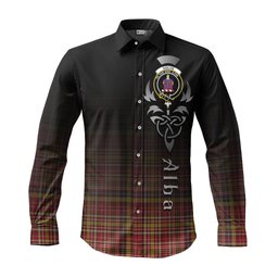 ScotsTee Shop Scottish Ogilvie (Ogilvy) of Strathallan Clan Crest Tartan Alba Gu Brath Celtic Inspired Tartan Long Sleeve Shirt