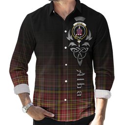 ScotsTee Shop Scottish Ogilvie (Ogilvy) of Strathallan Clan Crest Tartan Alba Gu Brath Celtic Inspired Tartan Long Sleeve Shirt