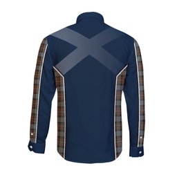 ScotsTee Shop Scottish Ferguson Weathered Clan Scottish Crest and Scottish Thistle Sport Tartan Long Sleeve Shirt