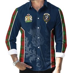 ScotsTee Shop Scottish Lennox Clan Scottish Crest and Scottish Thistle Sport Tartan Long Sleeve Shirt