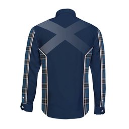 ScotsTee Shop Scottish Thomson Dress Blue Clan Scottish Crest and Scottish Thistle Sport Tartan Long Sleeve Shirt