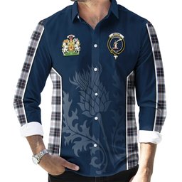ScotsTee Shop Scottish MacRae Dress Modern Clan Scottish Crest and Scottish Thistle Sport Tartan Long Sleeve Shirt