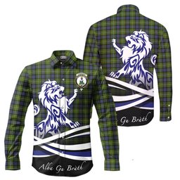 ScotsTee Shop Scottish Ferguson Modern Clan Crest Tartan Alba Gu Brath Regal Lion Emblem Long Sleeve Shirt
