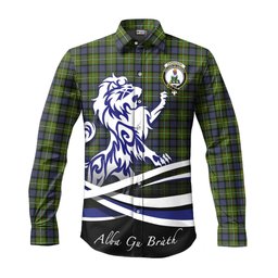 ScotsTee Shop Scottish Ferguson Modern Clan Crest Tartan Alba Gu Brath Regal Lion Emblem Long Sleeve Shirt