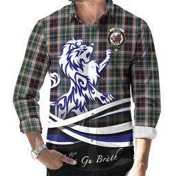 ScotsTee Shop Scottish Innes Dress Clan Crest Tartan Alba Gu Brath Regal Lion Emblem Long Sleeve Shirt