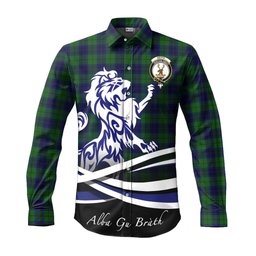 ScotsTee Shop Scottish Keith Modern Clan Crest Tartan Alba Gu Brath Regal Lion Emblem Long Sleeve Shirt