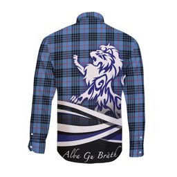 ScotsTee Shop Scottish MacKay Blue Clan Crest Tartan Alba Gu Brath Regal Lion Emblem Long Sleeve Shirt