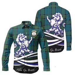 ScotsTee Shop Scottish Kirkpatrick Clan Crest Tartan Alba Gu Brath Regal Lion Emblem Long Sleeve Shirt