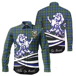 ScotsTee Shop Scottish MacLaren Ancient Clan Crest Tartan Alba Gu Brath Regal Lion Emblem Long Sleeve Shirt