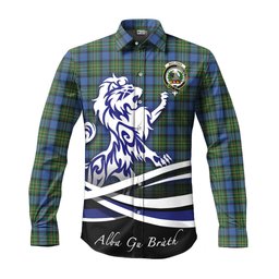 ScotsTee Shop Scottish MacLaren Ancient Clan Crest Tartan Alba Gu Brath Regal Lion Emblem Long Sleeve Shirt