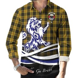 ScotsTee Shop Scottish MacLeod Clan Crest Tartan Alba Gu Brath Regal Lion Emblem Long Sleeve Shirt