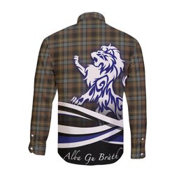 ScotsTee Shop Scottish Stewart Hunting Weathered Clan Crest Tartan Alba Gu Brath Regal Lion Emblem Long Sleeve Shirt