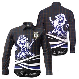 ScotsTee Shop Scottish MacLaine of Lochbuie Hunting Clan Crest Tartan Alba Gu Brath Regal Lion Emblem Long Sleeve Shirt