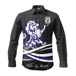 ScotsTee Shop Scottish MacLaine of Lochbuie Hunting Clan Crest Tartan Alba Gu Brath Regal Lion Emblem Long Sleeve Shirt
