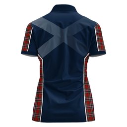 ScotsTee Shop Scottish MacFarlane Red Clan Scottish Crest and Scottish Thistle Sport Tartan Womens Polo Shirt