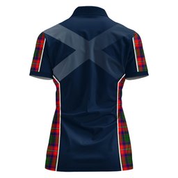 ScotsTee Shop Scottish Hopkirk Clan Scottish Crest and Scottish Thistle Sport Tartan Womens Polo Shirt