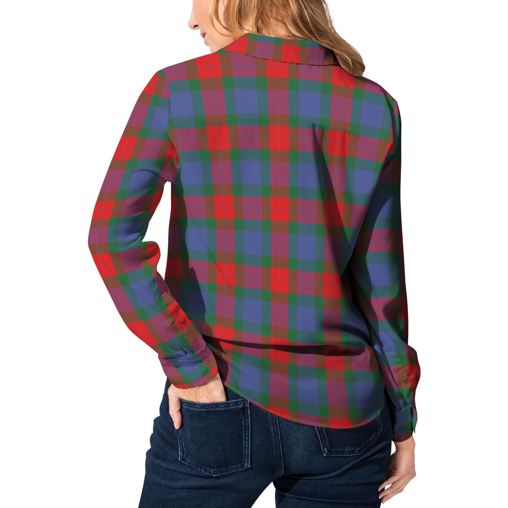 ScotsTee Shop Scottish Mar Clan Tartan Womens Long Sleeve Shirt