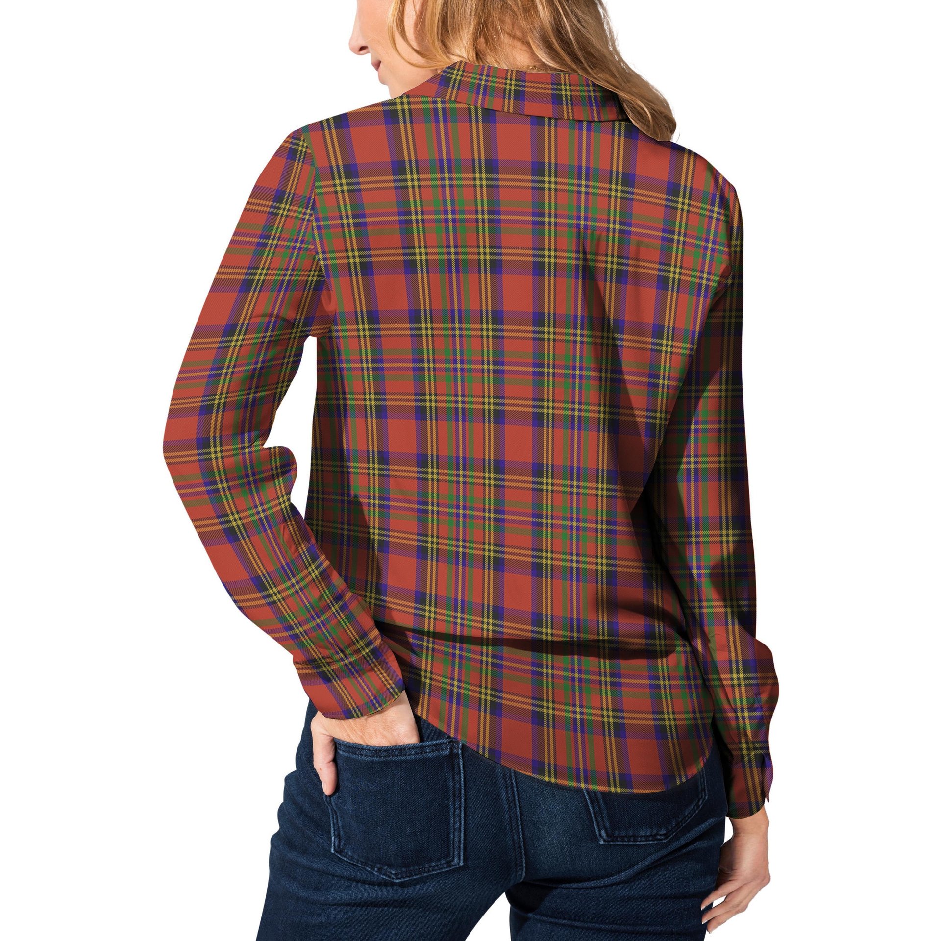 ScotsTee Shop Scottish Hepburn Clan Tartan Womens Long Sleeve Shirt