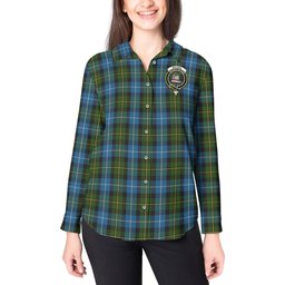 ScotsTee Shop Scottish MacNeil of Barra Clan Crest Tartan Womens Long Sleeve Shirt