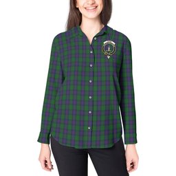 ScotsTee Shop Scottish Shaw Clan Crest Tartan Womens Long Sleeve Shirt