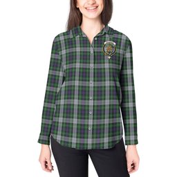 ScotsTee Shop Scottish MacKenzie Dress Clan Crest Tartan Womens Long Sleeve Shirt