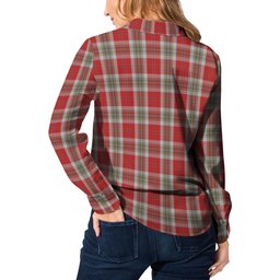 ScotsTee Shop Scottish MacLean of Duart Dress Red Clan Tartan Womens Long Sleeve Shirt