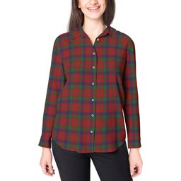 ScotsTee Shop Scottish Robertson Clan Tartan Womens Long Sleeve Shirt