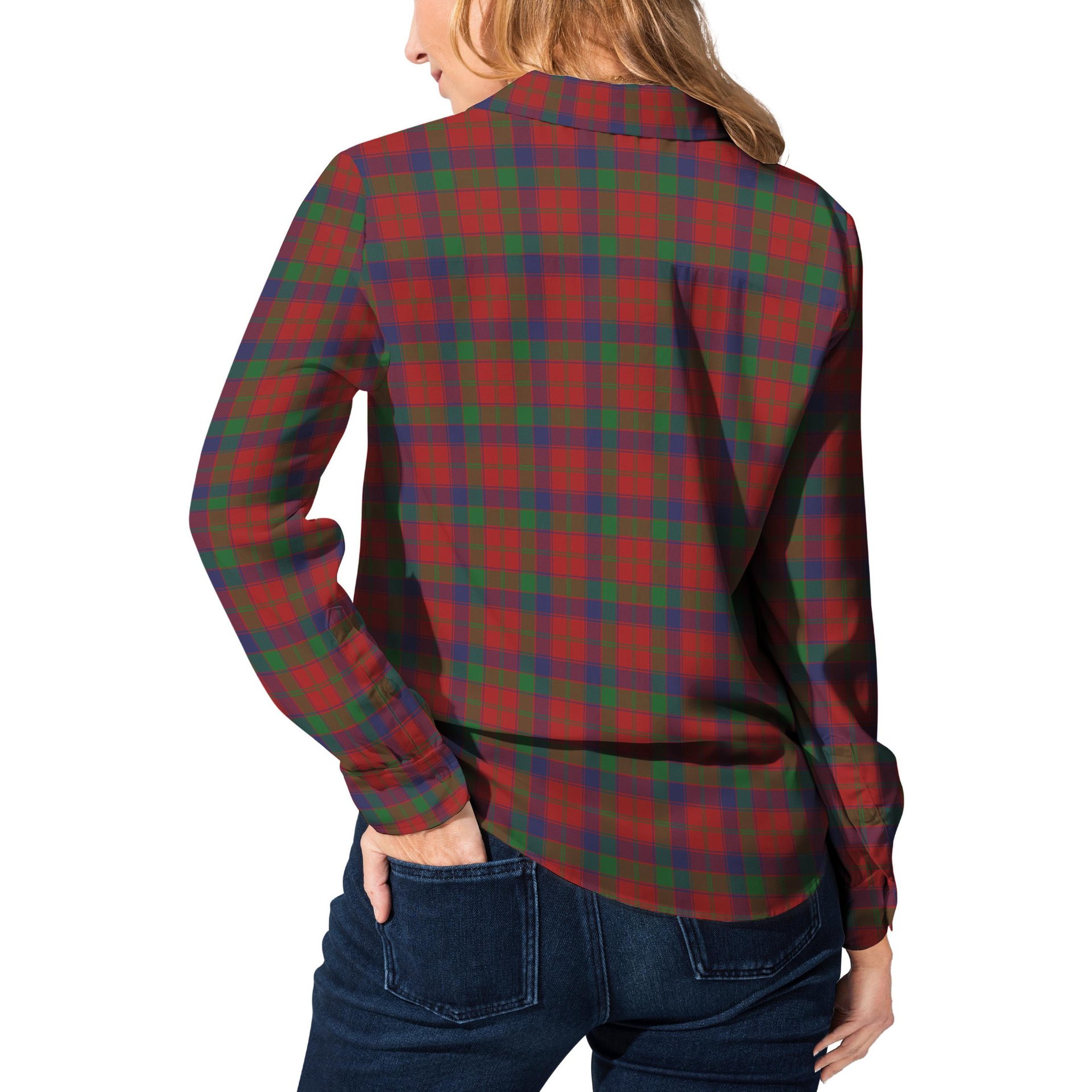 ScotsTee Shop Scottish Robertson Clan Tartan Womens Long Sleeve Shirt