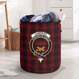ScotsTee Shop Scottish Cameron Black and Red Clan Crest Tartan Laundry Basket Round Waterproof