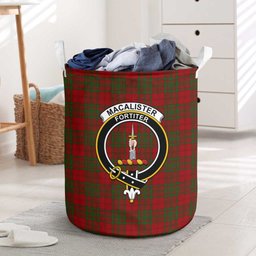 ScotsTee Shop Scottish MacAlister of Glenbarr Clan Crest Tartan Laundry Basket Round Waterproof