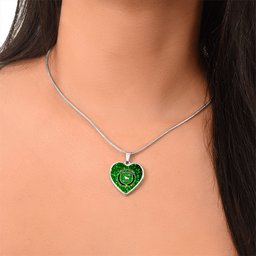 ScotsTee Shop Irish House of O HANLY Coat of Arms Crest Ireland Shamrock Heart Necklace