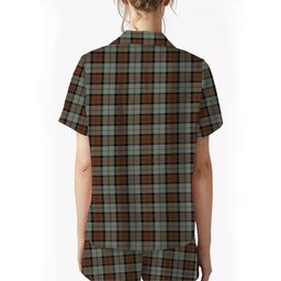 ScotsTee Shop Scottish MacLeod Of Harris Weathered Crest Women's Short Sleeve Short Set Tartan Pyjama Set