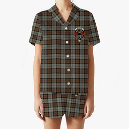 ScotsTee Shop Scottish MacLeod Of Harris Weathered Crest Women's Short Sleeve Short Set Tartan Pyjama Set
