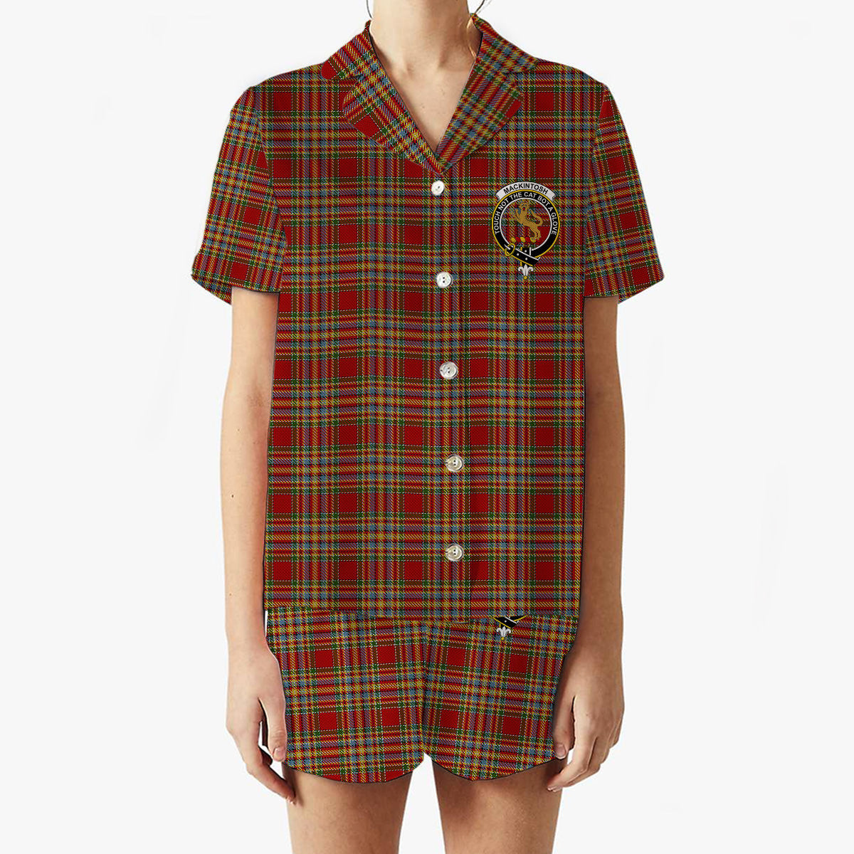 ScotsTee Shop Scottish MacKintosh Chief Crest Women's Short Sleeve Short Set Tartan Pyjama Set