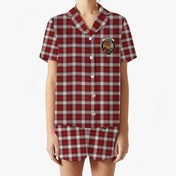 ScotsTee Shop Scottish MacPhee Dress Ancient Crest Women's Short Sleeve Short Set Tartan Pyjama Set